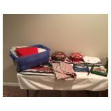 CHRISTMAS LINENS AND TINS