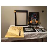 PAINTING PICTURES AND CANDLE STAND