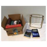 Miscellaneous books and book holder