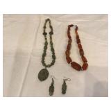 Stone necklaces with matching earrings