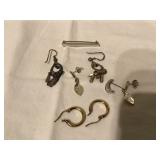Silver jewelry set with earrings and bar pin