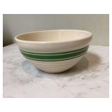 Green striped yellowware mixing bowl Green striped yellowware mixing bowl
