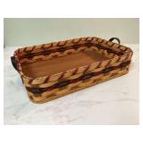 WOOD BOTTOM 2-HANDLED BASKET TRAY WOOD BOTTOM 2-HANDLED BASKET TRAY