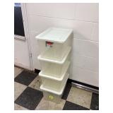 Durable stackable 49-gallon storage bins Durable stackable 49-gallon storage bins