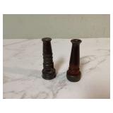 Two brass water hose nozzles Two brass water hose nozzles