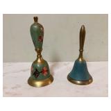 2 BRASS ENAMELED BELLS - COLLECTIBLES 2 BRASS ENAMELED BELLS - COLLECTIBLES