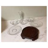 ASSORTED CLEAR GLASS AND STAND - GLASS ASSORTED CLEAR GLASS AND STAND - GLASS