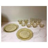 Antique yellow glassware from the Depression era Antique yellow glassware from the Depression era
