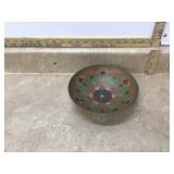 Old enamel and brass bowl Old enamel and brass bowl