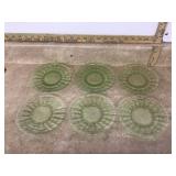 6 URANIUM GLASS DESSERT PLATES - GLASS 6 URANIUM GLASS DESSERT PLATES - GLASS
