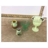 4 UNIQUE URANIUM GLASS PIECES - GLASS 4 UNIQUE URANIUM GLASS PIECES - GLASS