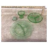 4 uranium glass pieces some chips 4 uranium glass pieces some chips
