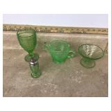 4 URANIUM GLASS PIECES - GLASS 4 URANIUM GLASS PIECES - GLASS