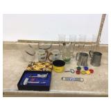 Vintage jigger set ice buckets racing mugs and more Vintage jigger set ice buckets racing mugs and more