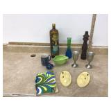 Mid-century decor and accessories including swan wall hangings recipe book Mid-century decor and accessories including swan wall hangings recipe book