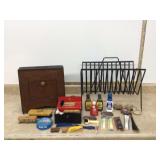 Retro shoe shine kit and magazine rack Retro shoe shine kit and magazine rack