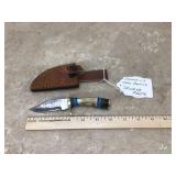 DAMASCUS STAG HANDLE SKINNING KNIFE DAMASCUS STAG HANDLE SKINNING KNIFE