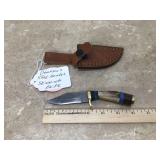 DAMASCUS STAG HANDLE SKINNING KNIFE DAMASCUS STAG HANDLE SKINNING KNIFE