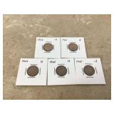 5 INDIAN HEAD PENNIES - COINS CURRENCY 5 INDIAN HEAD PENNIES - COINS CURRENCY