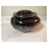 Antique amethyst flower frog vase