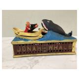 Old collectible bank with Jonah and whale design