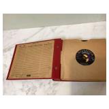 Collection of vintage vinyl records and albums including Mouseketeer 78rpm