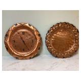 Copper tray and clock combo