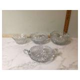 4 GORGEOUS CUT GLASS BOWLS - GLASS