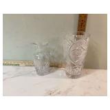 LEAD CRYSTAL VASE AND PITCHER - GLASS