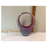HEAVY PURPLE ART GLASS VASE - GLASS