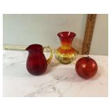 Red glass pitcher ombre vase diffuser