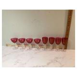 8 CRANBERRY WINE GLASSES - GLASS