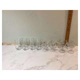 8 etched glasses 8 dessert cups
