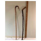 2 ANTIQUE WOODEN CANES - VINTAGE