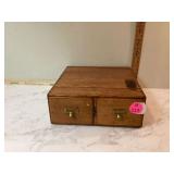 Oak organizer with 2 drawers for index cards