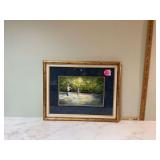 FRAMED AND MATTED FISHING PAINTING