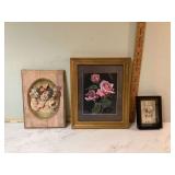 PAINTING AND 2 VINTAGE PICTURES