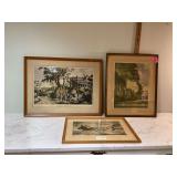 3 VINTAGE FRAMED PRINTS