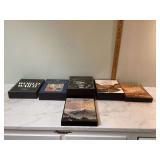 Collection of American history books in tote bag