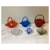 5 COLORED GLASS BASKETS - GLASS