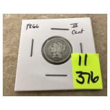 1866 THREE CENT - COINS CURRENCY