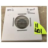 1852 THREE CENT TRIME - COINS CURRENCY