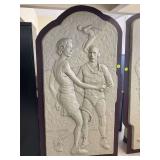 Fiberglass sports art on steel backing for tennis swimming wrestling Fiberglass sports art on steel backing for tennis swimming wrestling