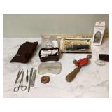 Vintage sewing box wood burning tool hand drill Hummel candle Vintage sewing box wood burning tool hand drill Hummel candle