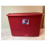 32-gallon Sterilite storage bin in red 32-gallon Sterilite storage bin in red