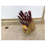 Cuisinart red knife set with block