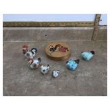 Old chicken-themed decorations