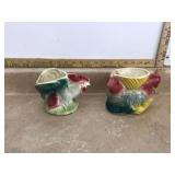 Old chicken-shaped plant holders