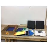 Assorted cardstock and two binders