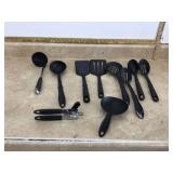 Kitchen utensil set made of black plastic